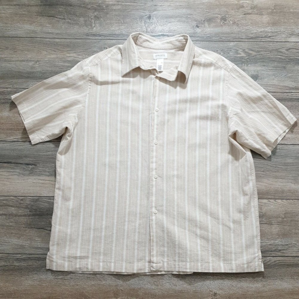 Concepts By Claiborne XXL Mens Short Sleeve Shirt Linen Cotton Casual Vacation